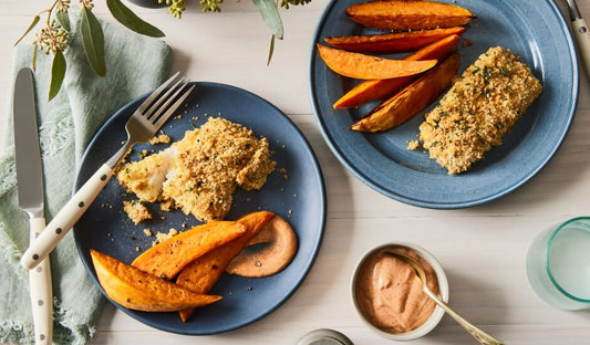 Sheet-Pan Breaded Alaska Cod With Sweet Potato Wedges - Net To Table Seafoods