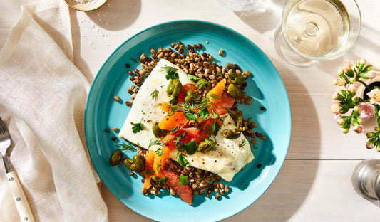 Slow-Roasted Alaska Halibut With Citrus & Smashed Olives - Net To Table Seafoods