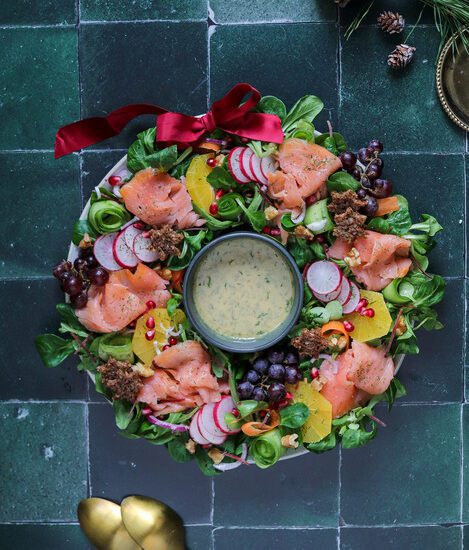 Wild Alaska Smoked Salmon Salad Wreath - Net To Table Seafoods